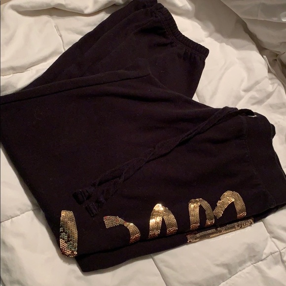 Pink sequin fleece crop jogger pants - Picture 5 of 5